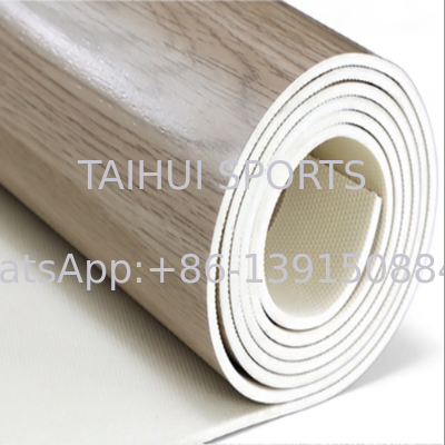 Revêtement de sol sportif durable et écologique moderne de 3,5 mm à 8 mm, imitation bois, pour terrains de basket-ball/volley-ball/tennis de table/badminton/pickleball