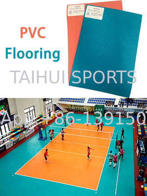 Sol sportif intérieur en PVC antidérapant, absorbant les chocs, imperméable, sol de court sportif en vinyle pour volleyball, badminton, basketball