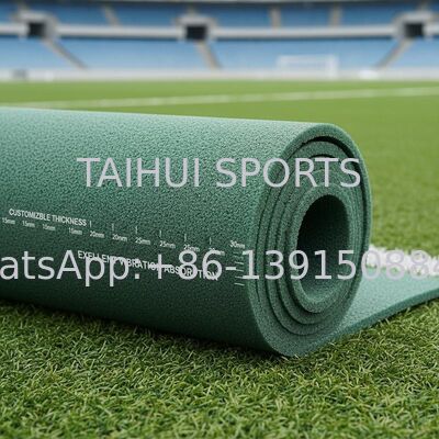Sous-couche de plaquette de choc certifiée FIFA avec conception de trou en diamant pour les terrains de sport en pelouse artificielle de longueur personnalisée