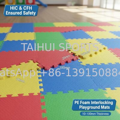 Tapis de sécurité en mousse de PE avec une épaisseur de 10 à 100 mm et HIC et CFH assurés pour le tampon de choc de terrain de jeu
